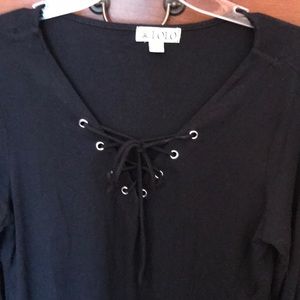Long sleeve lace front tunic